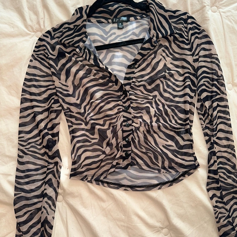 Zebra Print Sheer Top